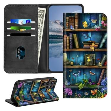 Imagem de HEAKIERG Capa magnética Sansung Galaxy S25 Ultra 5G de 6,9 polegadas com porta-cartão, capa protetora à prova de choque com bloqueio de RFID, compartimento para cartão de crédito, capa flip carteira