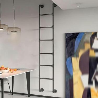 Imagem de Escada de saída de poço de janela de porão, escada de beliche de ferro forjado montada na parede, escadas de metal para trailers de loft, escadas de escalada para apartamentos de trailer, cargas 136