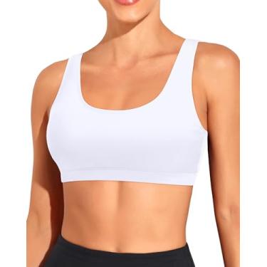 Imagem de Tempt Me Sutiã esportivo feminino, top de biquíni, gola redonda, top cropped para meninas adolescentes, Branco, GG