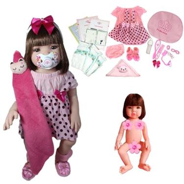 Imagem de Boneca Bebe Mamãe Reborn Silicone Menina Pode Dar Banho + Bolsa + Pelúcia