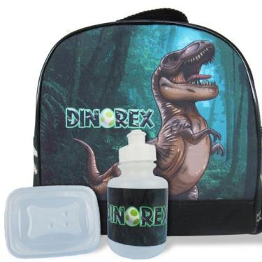 Imagem de Lancheira Infantil Escolar Térmica + squeeze e pote Dino-Rex - Vou Lev
