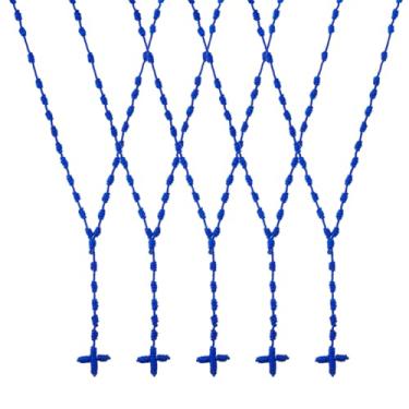 Imagem de DICOSMETIC Colar com nó feito à mão, 5 unidades, rosário com nó de 29,13 polegadas/74 cm, rosário, cordão de nylon, cruz, nylon, rosário, pacote para presente de Páscoa, Nylon, Sem Pedra Preciosa