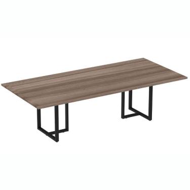 Imagem de Mesa De Reunião Retangular 260 X 120 Cm Pé Tubular Pe25 Em Mdp Walnut Base Preto