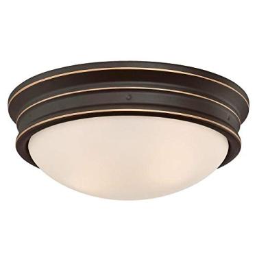 Imagem de Westinghouse Lighting 6370600 Meadowbrook 30 cm, luminária interna com duas luzes, acabamento em bronze polido a óleo e vidro fosco