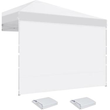 Imagem de FORALEBEN Parede lateral de dossel para moldura de tenda pop-up de 25 x 25 cm, 2 paredes de sol, brancas (apenas 2 painéis laterais, moldura não incluída)