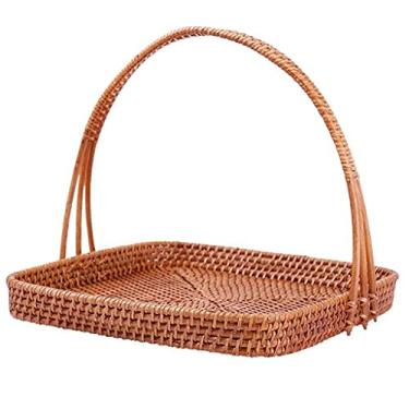 Imagem de Cesta de frutas criativa de vime, cesta de armazenamento de frutas, organizador de lanches de frutas, cesta de piquenique com alça decorativa para mesa