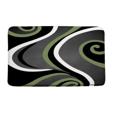 Imagem de DSMEUE Tapete geométrico para banheiro, verde sálvia, cinza, preto, branco, geométrico, listrado, moderno, capacho de cozinha, 45 x 76 cm