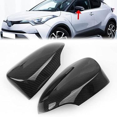 Imagem de ANUNFRRE Acessórios de carro adequados para Toyota C-HR CHR 2017 2018 2019 2020 2021 2022 2023 2024 ABS porta lateral exterior tampa do espelho retrovisor guarnição 2 peças (fibra de carbono)