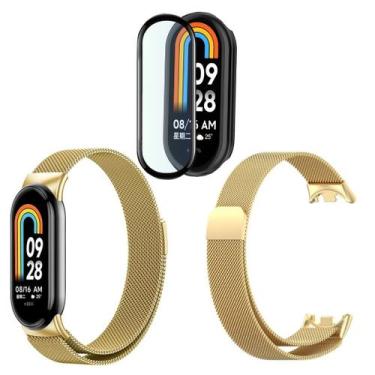 Imagem de Pulseira metal magnética para Xiaomi Mi Band 8 + pel. 3D - Genérica