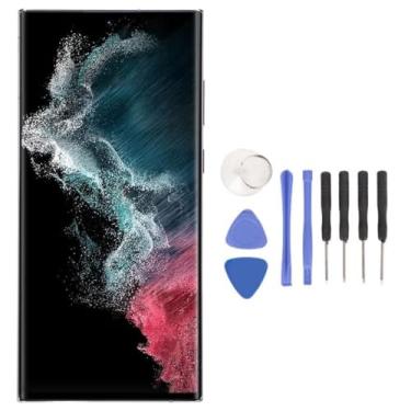 Imagem de Tela de Substituição de 6,8 Polegadas para o for S 22 Ultra Series, Substituição OLED Touch Screen 3D Touch Digitizer e Kit de Reparo Com Impressão Digital de Quadro (Prata)