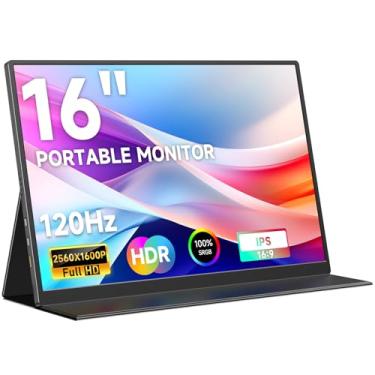Imagem de AYY Monitor Portátil De 16" 2.5K 120Hz, Tela Ips Hdr 2560X1600, Qhd 100% Srgb, Usb-C E Hdmi, Segunda Tela Externa Eye Care, Para Laptop/Pc/Celular/Ps4/5/Xbox/Switch