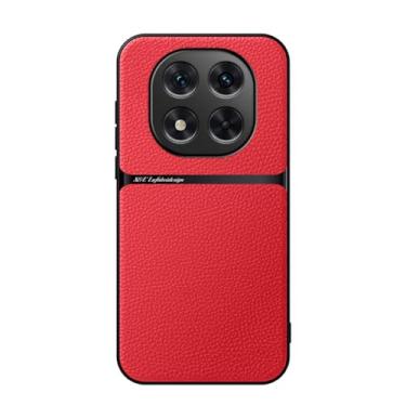 Imagem de Kepuch Capa para Redmi Note 14 Pro 4G - Litchi Grano Case Placa de Metal Embutida - Vermelho