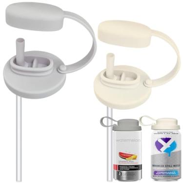 Imagem de 2 tampas de silicone para latas de refrigerante com palha, tampas de lata pop com alça, capas reutilizáveis para bebidas de tamanho padrão, suco, coca, refrigerante, cerveja e seltzer, evita poeira