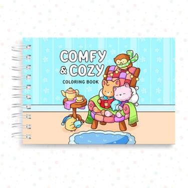 Imagem de Livro de Colorir Comfy Cozy 43 Folhas Grossas com Acetato Caderno Desenho Confortavel Ursinhos