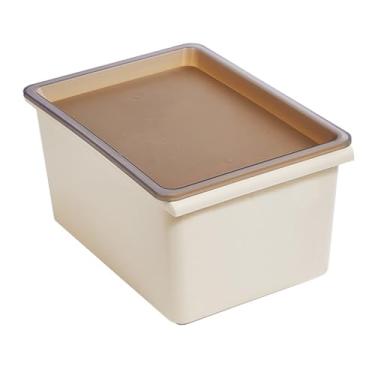 Imagem de Caixa de Armazenamento de Armazenamento Empilhável Caixa de Organizador de Brinquedos de Lanches de Mesa de Mesa Com Tampa para Despensa Creme de Armário de Banheiro de Quarto
