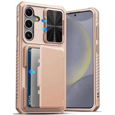 Imagem de ATATOO Capa carteira para Samsung Galaxy S24+ Plus, suporte de cartão embutido (3 a 5 cartões) e capa de lente deslizante, proteção de nível militar, capa protetora durável à prova de choque para