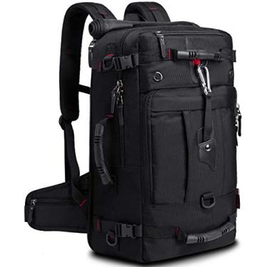 Imagem de Kaka - Mochila de viagem durável, unissex, conversível em mala de bagagem, espaço para laptop de 15,6 polegadas (Médio 35 L), Black 35l, 20.5inch