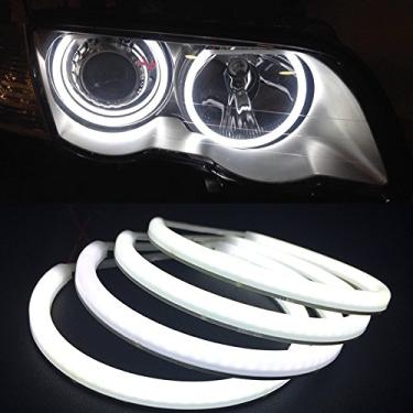 Imagem de csslyzl Kit de iluminação de anel halo LED Angel Eyes de algodão branco de 131 mm compatível com BMW E36 E38 E39 E46 M3 série 3,5,7 com chicote de fios de relé que desbota e desbota