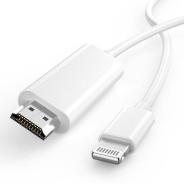 Imagem de [Certificação Apple MFi] Adaptador de cabo Lightning para HDMI da Apple para iPhone para TV, 1080p Lightning para AV digital, conector de tela de sincronização para iPhone 14 13 12 11 Pro Max XS XR
