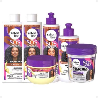 Imagem de Kit Salon Line SOS Cachos Super Óleos: Shampoo 300ml e Condicionador 200ml + Creme Para Pentear 300ml, Ativador de Cachos 300ml, Máscara de Tratamento
