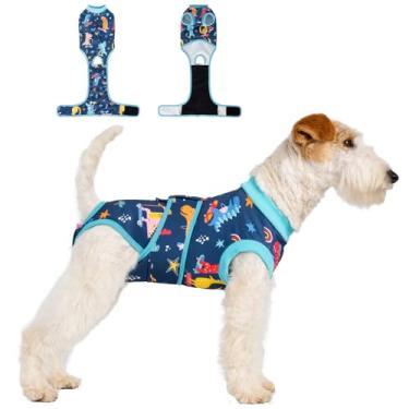 Imagem de V.PET.B.R Traje de recuperação de cirurgia para cães, macacão de cachorro macho fêmea para castração, coleira eletrônica e cone de substituição, macacão respirável antilambida para cães pequenos