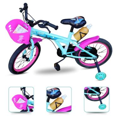 Imagem de Bicicleta Infantil de Menina Tiffany aro 16 com Rodinhas e Cestinha Elite Bike