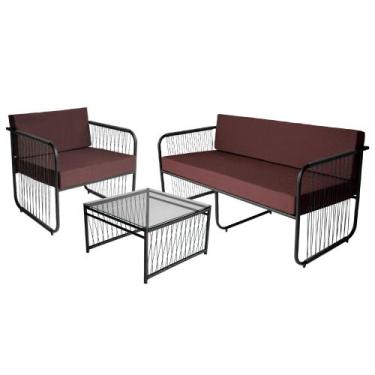 Imagem de Conjunto 1 Poltrona 1 Namoradeira e 1 Mesa de Centro Córdova em Aço Ca