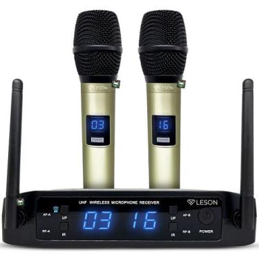 Imagem de Microfone Duplo Sem Fio UHF Profissional Dinâmic LS916 Leson