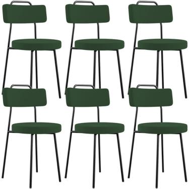 Imagem de Kit 06 Cadeiras Decorativas Estofada Sala De Jantar Barcelona L02 Suede Verde Musgo - Lyam Decor