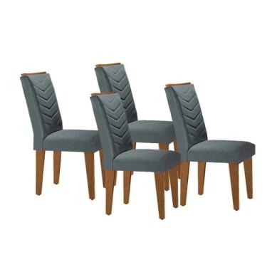 Imagem de Cadeira De Cozinha Londrina Kit 4 Un Capuccino Suede Grafite Rufato