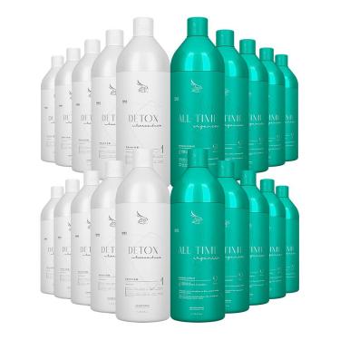 Imagem de Kit 10 Escovas Progressivas Zap All Time Orgânica + 10 Shampoos Detox 1 Litro