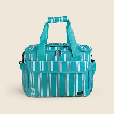 Imagem de Bolsa Térmica Listras Verde E Creme 26l - Acasa