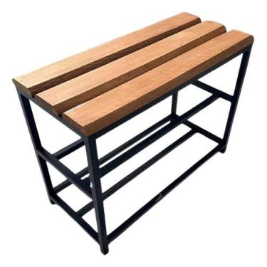 Imagem de Banco Sabateira Industrial 80cm Prateleira De Calçados - Metal Pro