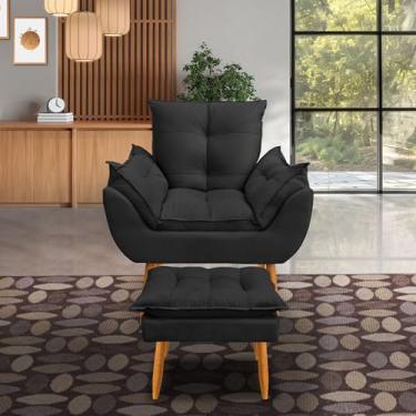 Imagem de kit 1 poltrona Emily +puff descanso para os pés (preto)