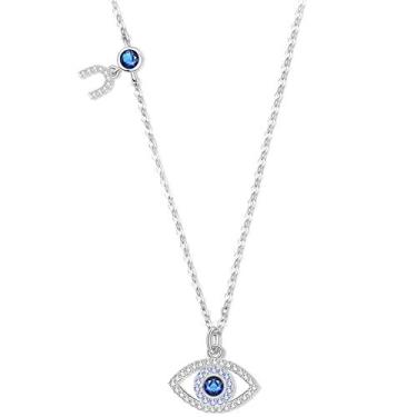 Imagem de Colar com pingente de ferradura Kaletine Evil Eye Prata esterlina 925 Cúbica Zircônia Corrente de cabo 40,6 cm + 5 cm para mulheres