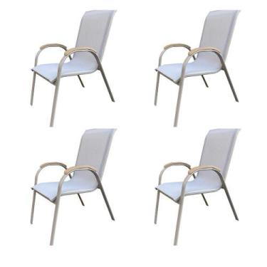 Imagem de Kit 4 Cadeiras Empilhável com Braço Pipa Maresias Fratini 96 cm altura