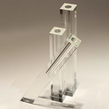 Imagem de Conjunto de vasos artísticos de cristal – 3 peças artesanais de cristal natural para decoração de casa para sala de estar, presente para inauguração de casa, casamento, avós (transparente)