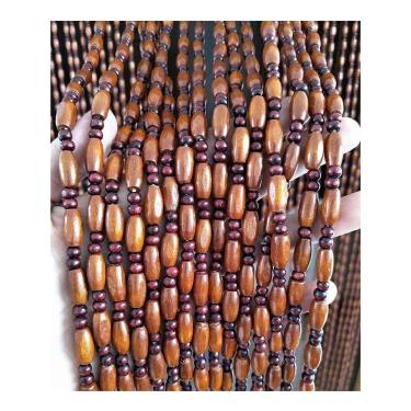 Imagem de Cortina De Porta De Contas De Madeira Maciça Para Porta De Armário Passagem Divisor De Sala Decoração De Varanda Feita à Mão, Orange, 80x210cm