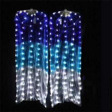 Imagem de Brilhante 1 Par De Dança Do Ventilador De Seda Do Ventre Para Mulheres Véu De Dança Do Ventre Desempenho Led, 1 pair7, S-120cm-90cm 1 pair