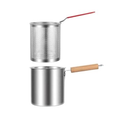 Imagem de ＫＬＫＣＭＳ Fritadeira com cesto coador 3L Fritadeira prática e fácil de limpar para frango, batatas fritas, sopas e macarrão, Sem Pinças