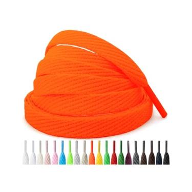Imagem de Handshop 2 pares de cadarços planos de 2/12.7 cm em 20 cores, cadarços largos para atletismo, sapatos de skate, Laranja neon, 45 Inch (114 cm)
