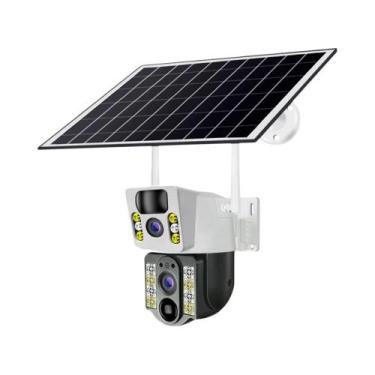 Imagem de Câmera IP Solar 4K Externa Lente Dupla WiFi Visão Noturna 360 Monitora