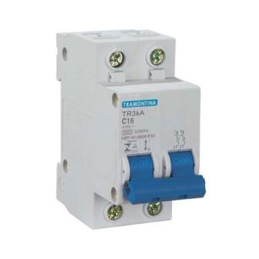 Imagem de Disjuntor Branco 2 X 25A Tramontina - Altura 7,2cm Largura 3,6cm Compr