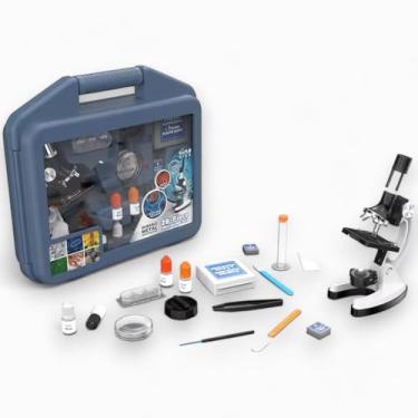Imagem de Kit Microscópio Infantil com 28 Peças Maleta de Transporte Lâminas Preparadas e Acessórios para Experimentos