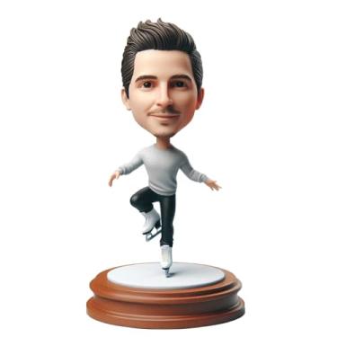 Imagem de Patinador no gelo personalizado que balança a cabeça feita à mão a partir da sua foto, lindo presente para pai, namorado, irmão ou fãs de esportes de inverno, exibição de mesa elegante para mostrar