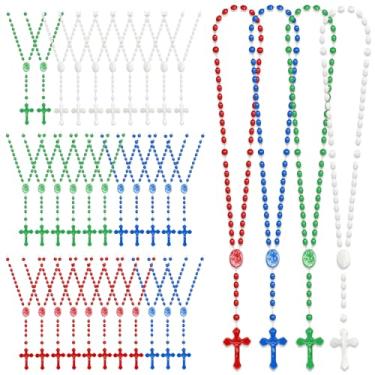 Imagem de XINHUIDALSQ 36 contas de rosário de plástico a granel, rosários de plástico de 43 cm a granel, rosários católicos para primeira comunhão, igreja religiosa, Páscoa, boas-vindas, lembrancinhas católicas