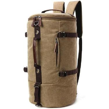 Imagem de Mensageiro Bolsa De Lona Homens Bolsa De Viagem Bolsa De Fim De Semana Mochila Grande Bolsa Noturna Com Multi-bolsos Lona Holdall Vintage Totes, Kakhi