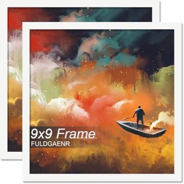Imagem de FULDGAENR Conjunto de 2 porta-retratos 23 x 23 cm, molduras brancas para certificado de pôster fotográfico de 23 x 23 cm, moldura de parede/mesa de alta transparência com visor vertical horizontal