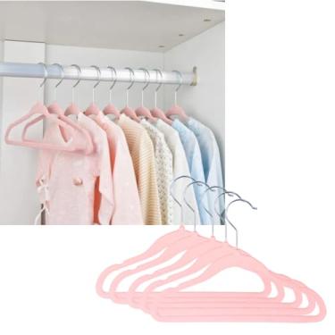 Imagem de Kit 05 unidades Cabides Infantil Veludo Para Roupas 30cm Antideslizante Gira 360