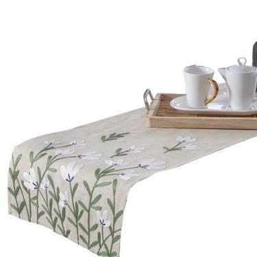 Imagem de Caminho de Mesa Bordado Em Linho Austrália Floral 40x150 cm Jolitex